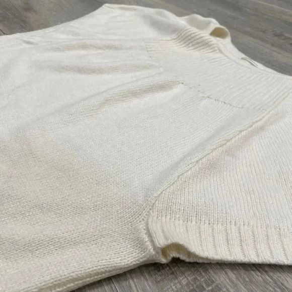 Anthropologie Ribbed Sweater Large Cream Knit Butterfly Sleeve Wool Blend EUC - Picture 8 of 13